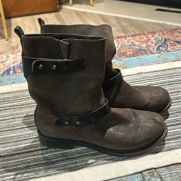 Rag & Bone Waxed Calfskin Suede Moto Boot Size 38 - Picture 1 of 5